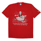 Mens Red Jerzees Vintage 80s 1985 Fishing Short Sleeve T Shirt