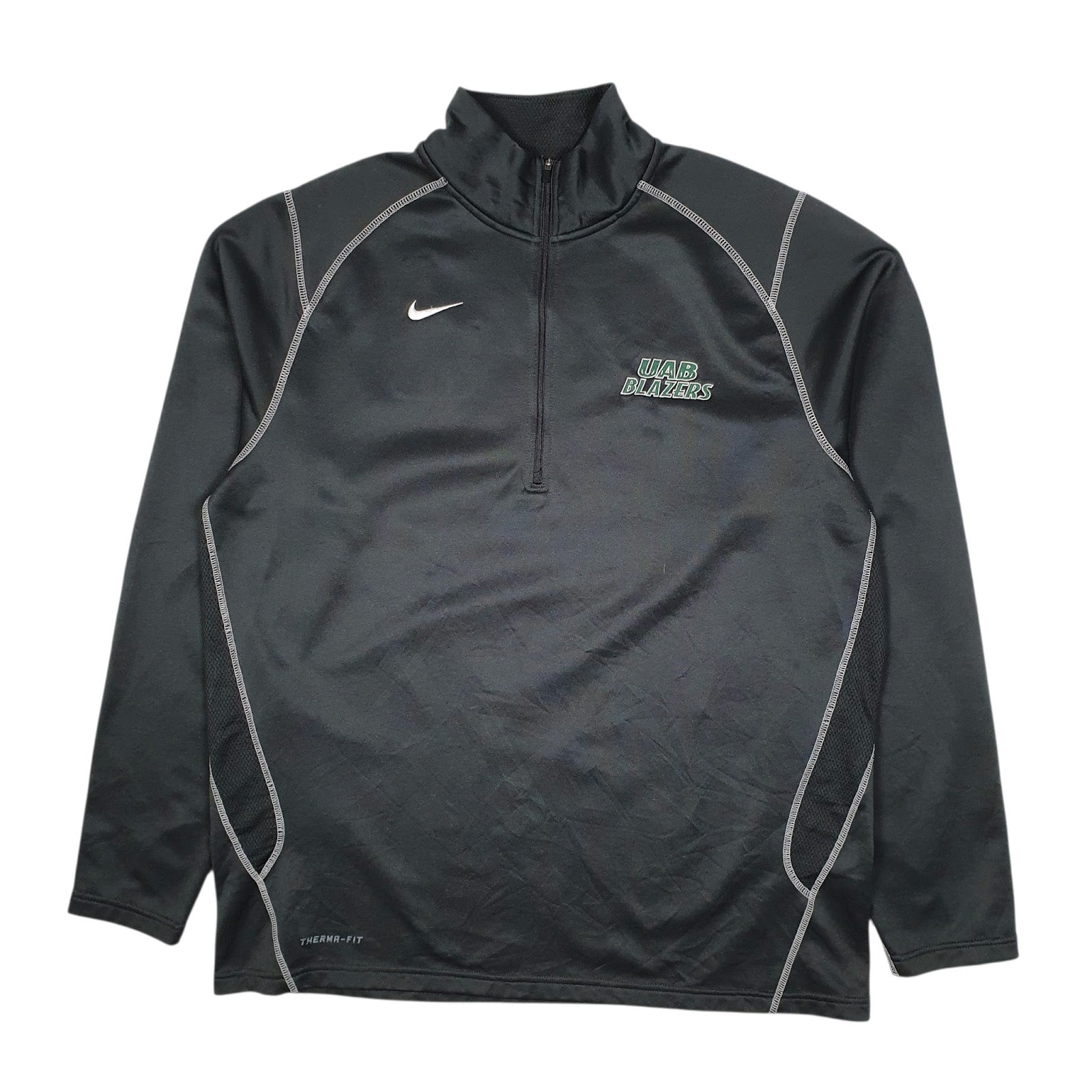 Mens Grey Nike Therma Fit UAB Blazers Quarter Zip Jumper