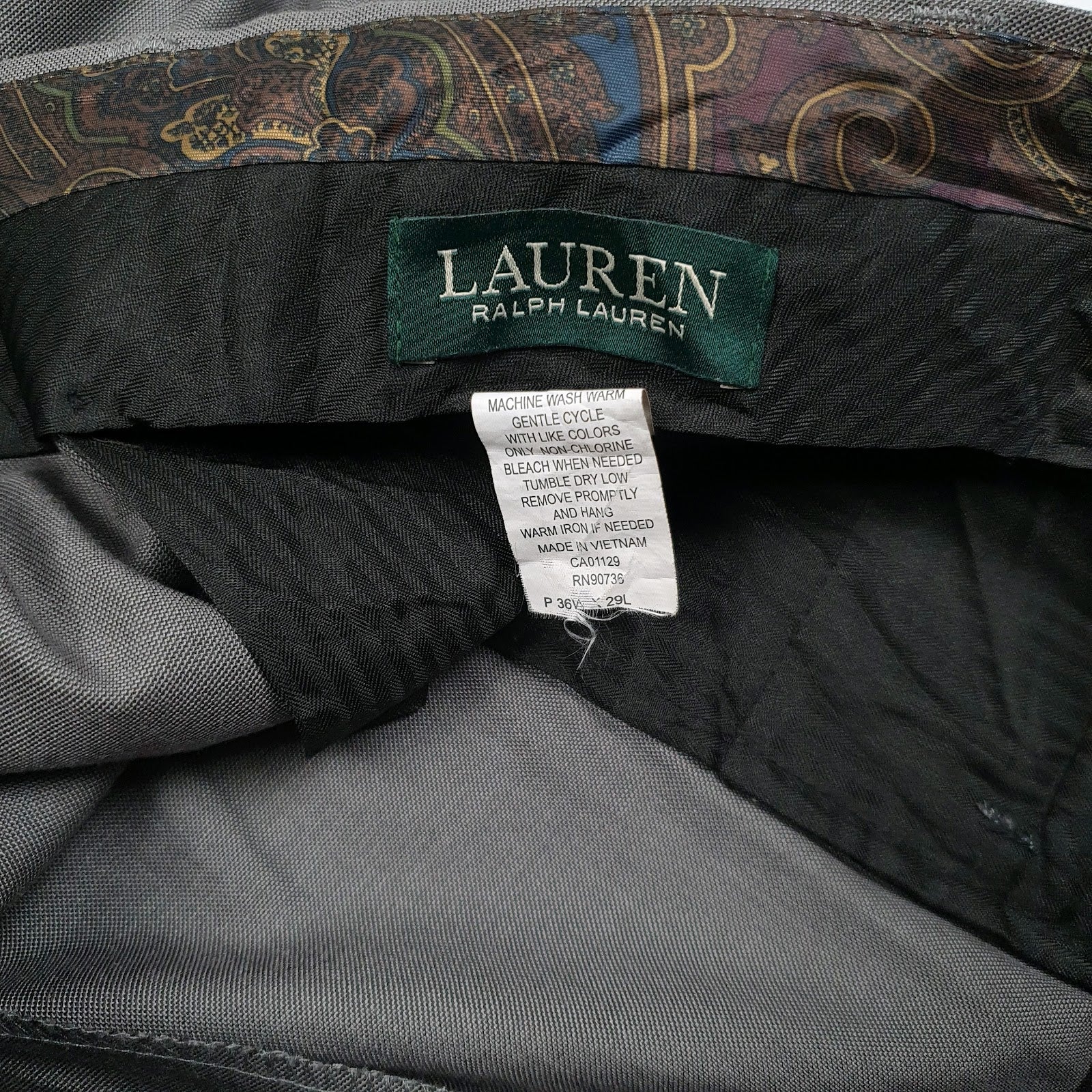 Mens Grey Ralph Lauren Double Pleated  Trousers