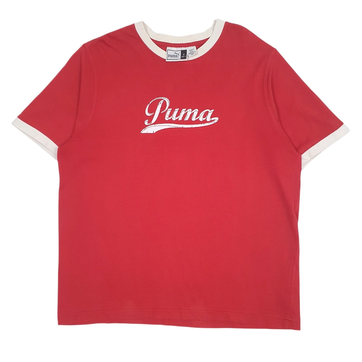 Mens Red Puma Spellout Short Sleeve T Shirt
