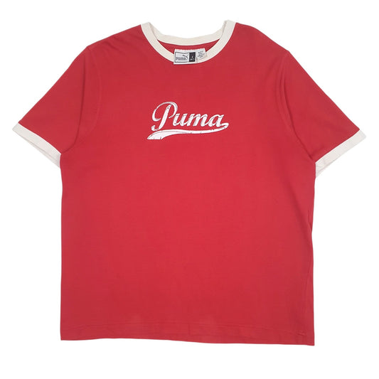Mens Red Puma Spellout Short Sleeve T Shirt