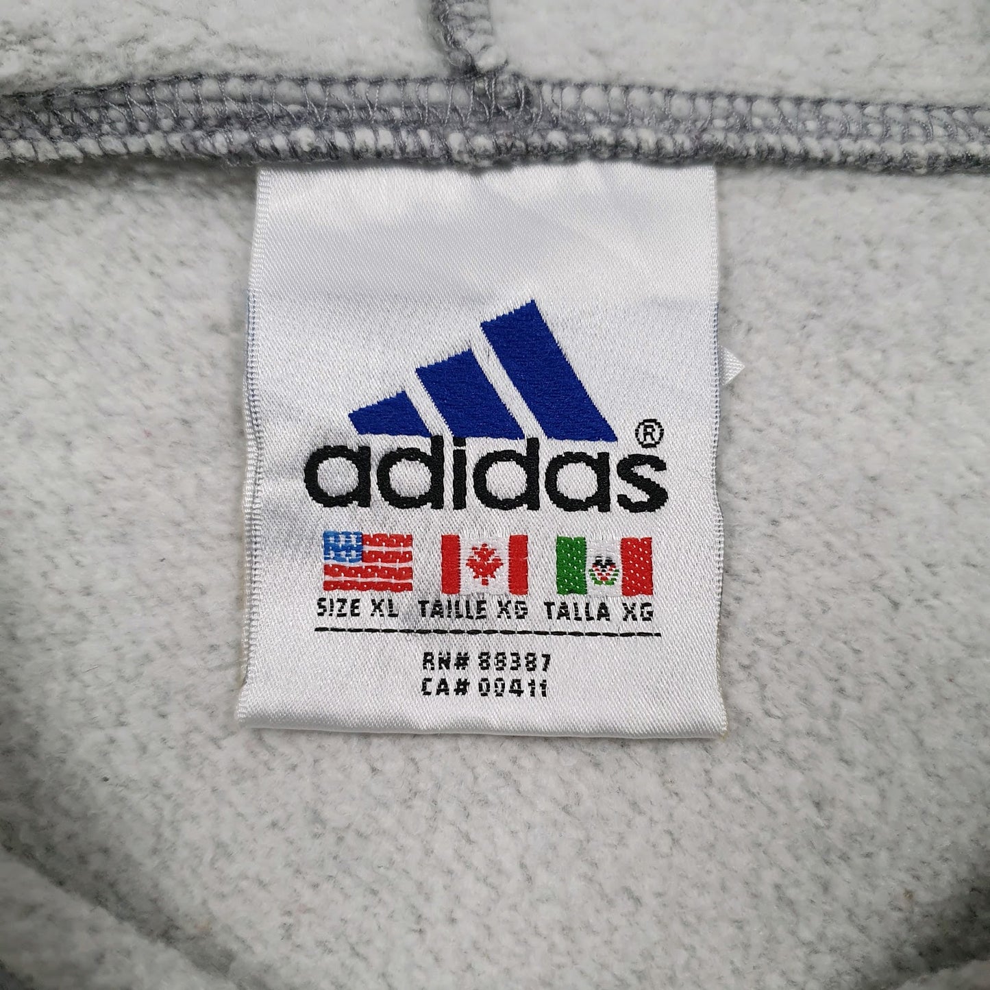 Mens Grey Adidas Vintage 90s Hoodie Jumper