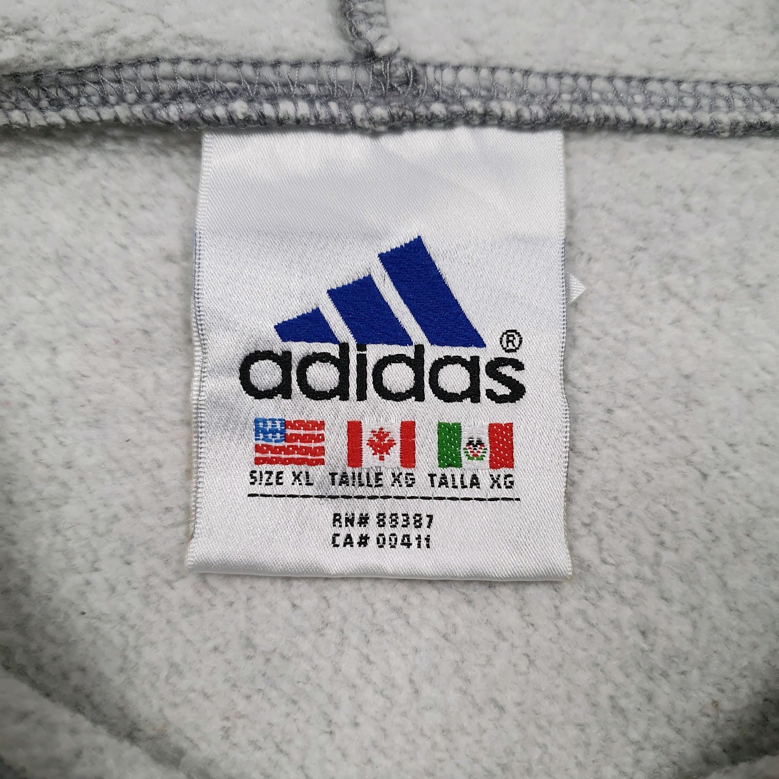 Mens Grey Adidas Vintage 90s Hoodie Jumper
