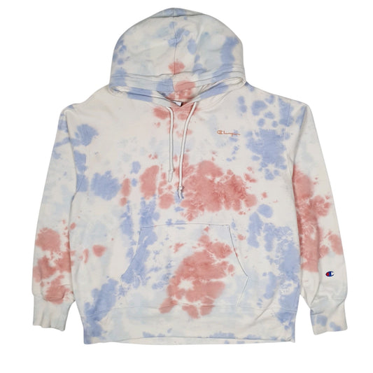 Mens White Champion Tie Dye Hoodie Jumper
