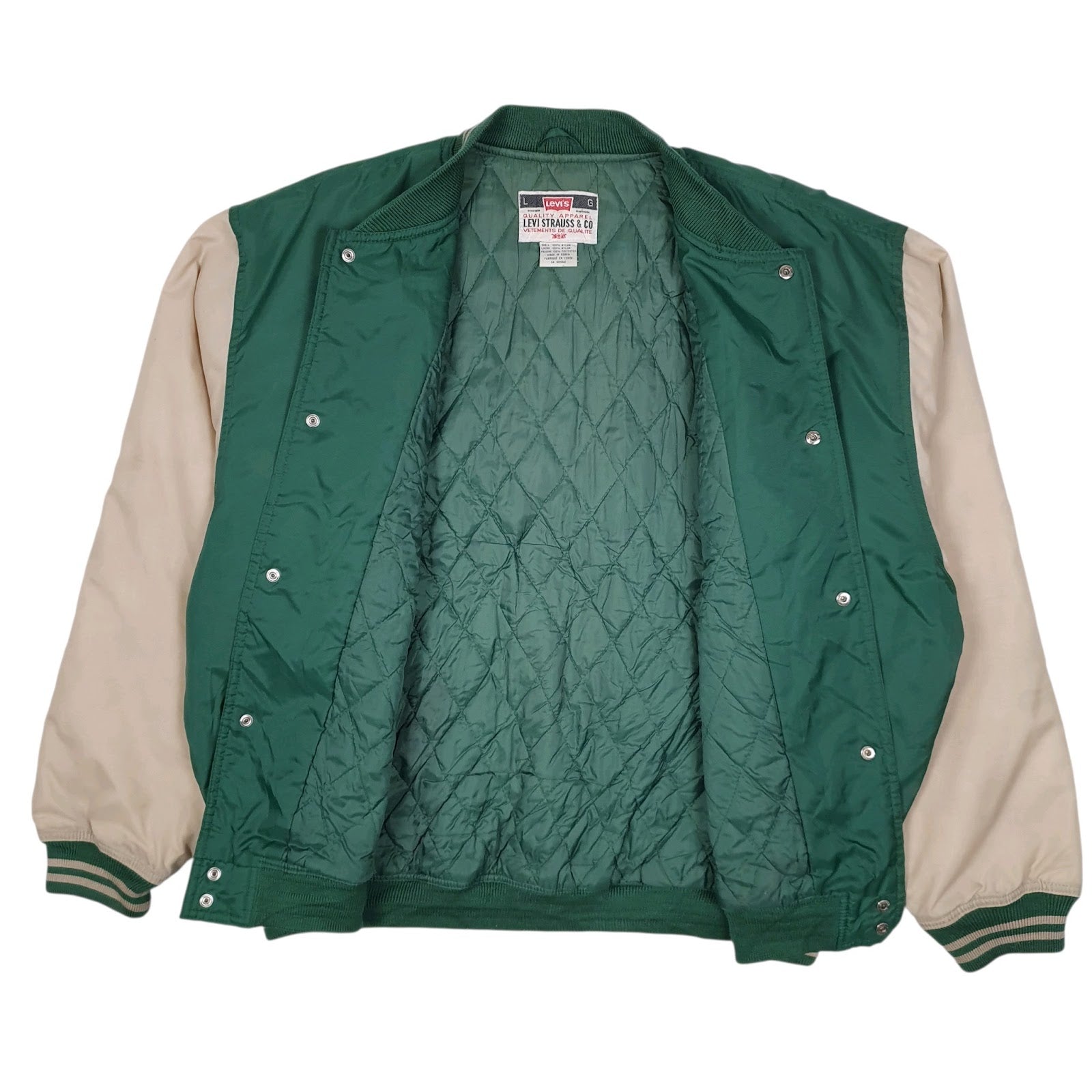 Mens Green Levis College Varsity Vintage 90s  Coat