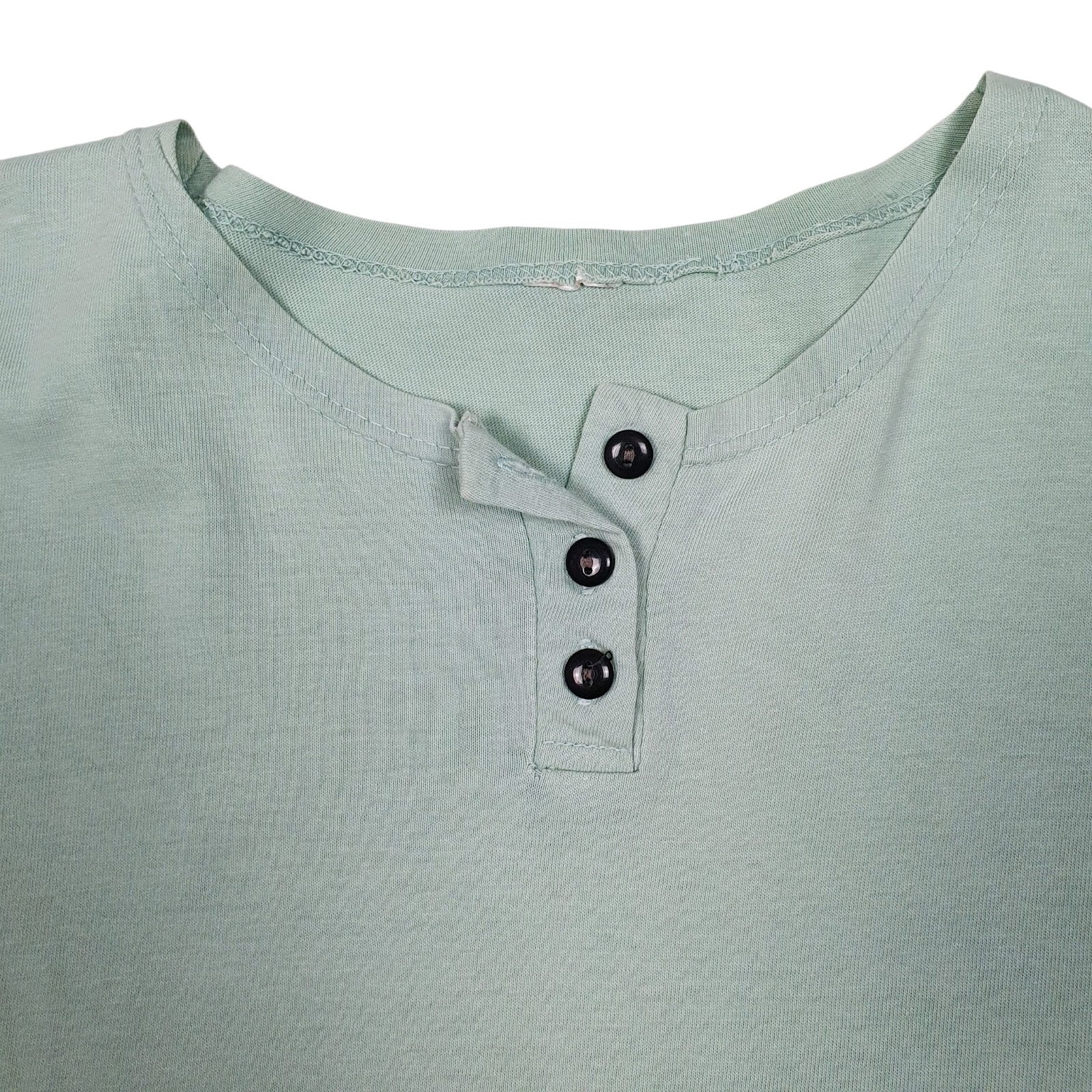 Womens Blue Unbranded Henley Button  T Shirt
