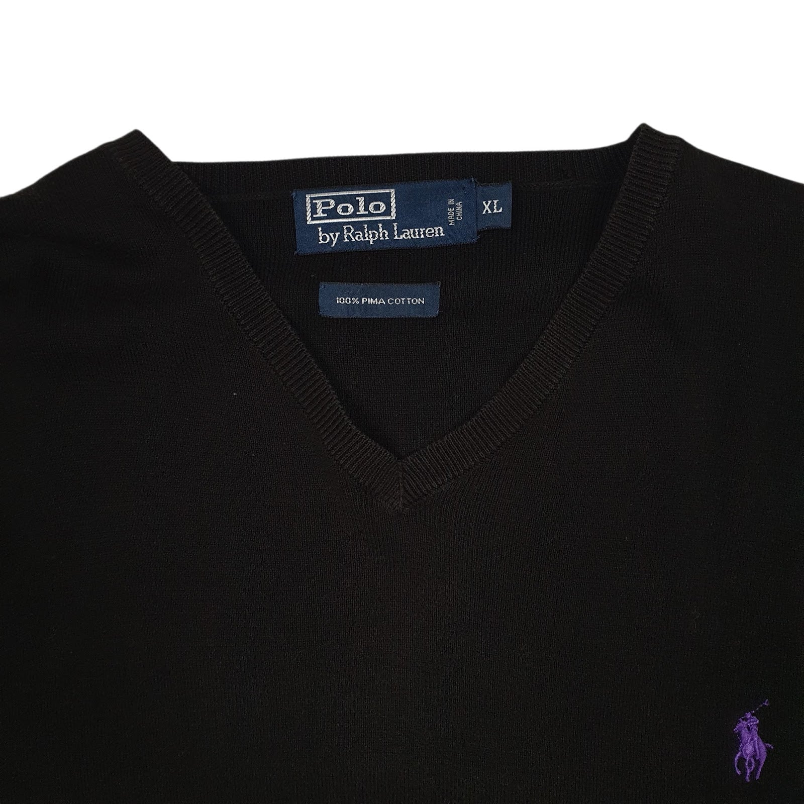 Mens Black Polo Ralph Lauren Lightweight V Neck Jumper