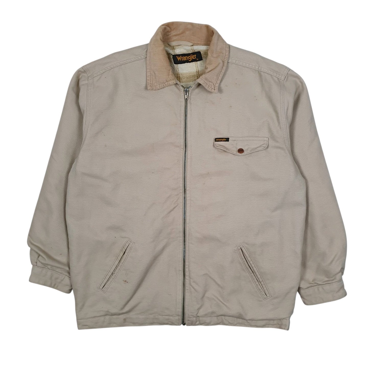 Mens Cream Wrangler Windbreaker Blanket Lined Vintage 90s  Coat