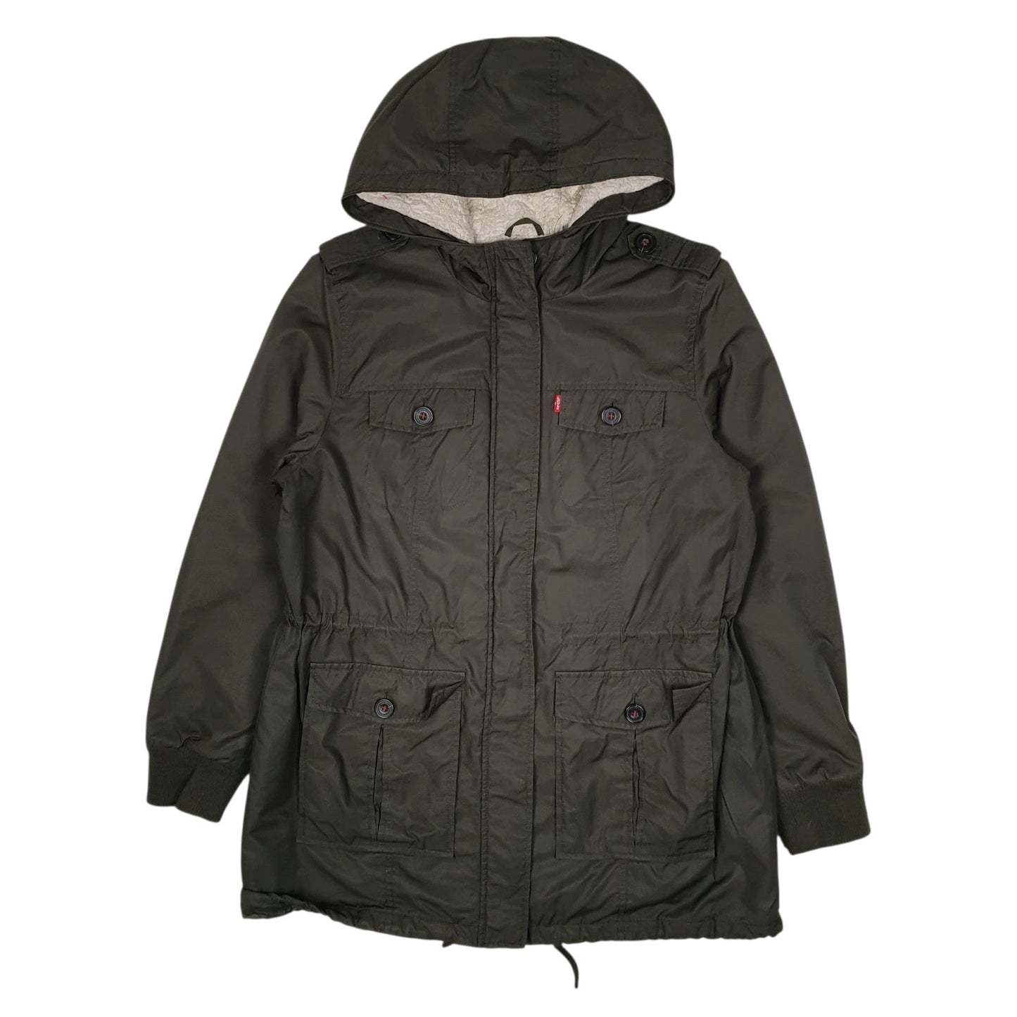 Womens Green Levis Sherpa Lined  Coat