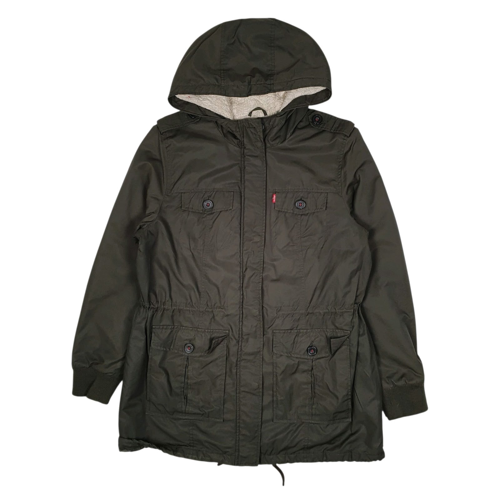 Womens Green Levis Sherpa Lined  Coat