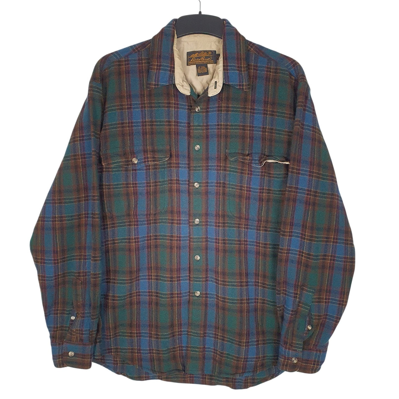 Mens Blue Eddie Bauer Vintage 90s Long Sleeve Shirt
