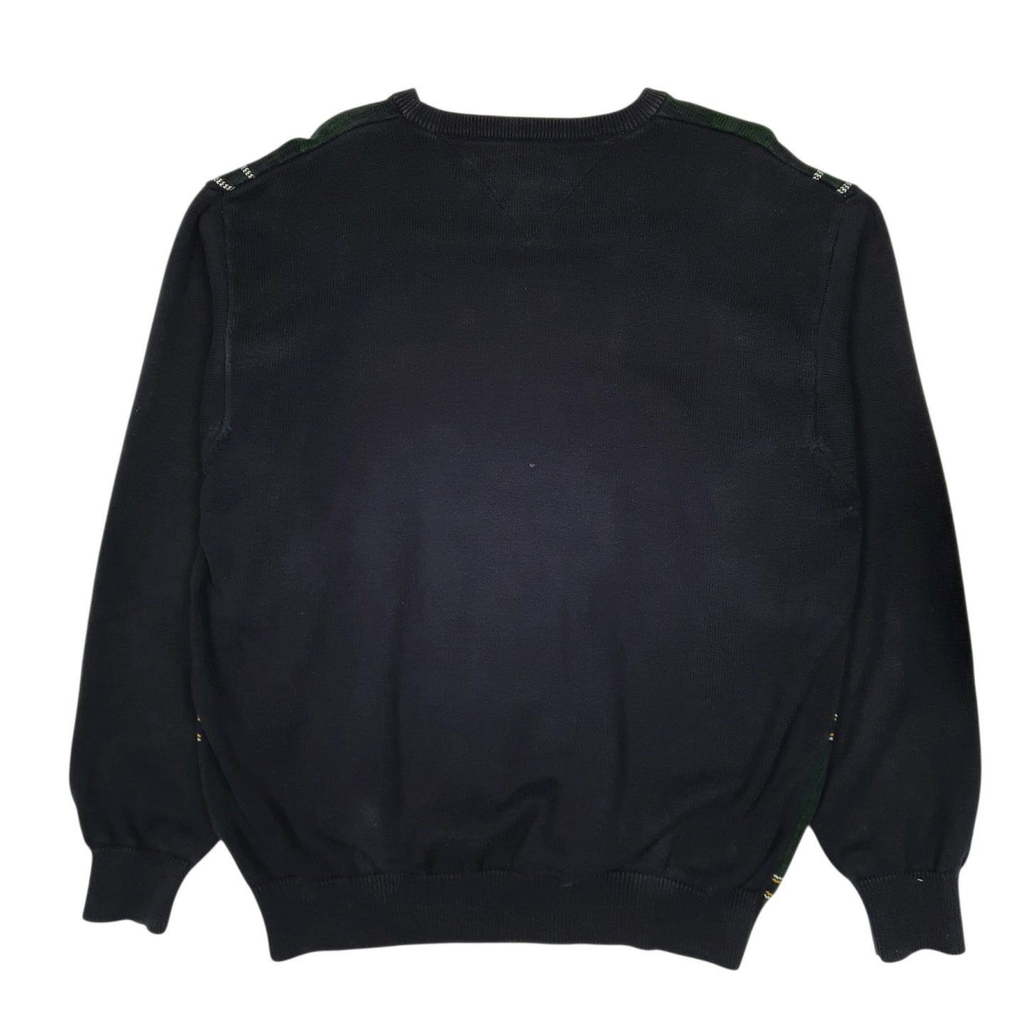 Mens Navy Tommy Hilfiger Golf Vintage 00s Plaid Crewneck Jumper