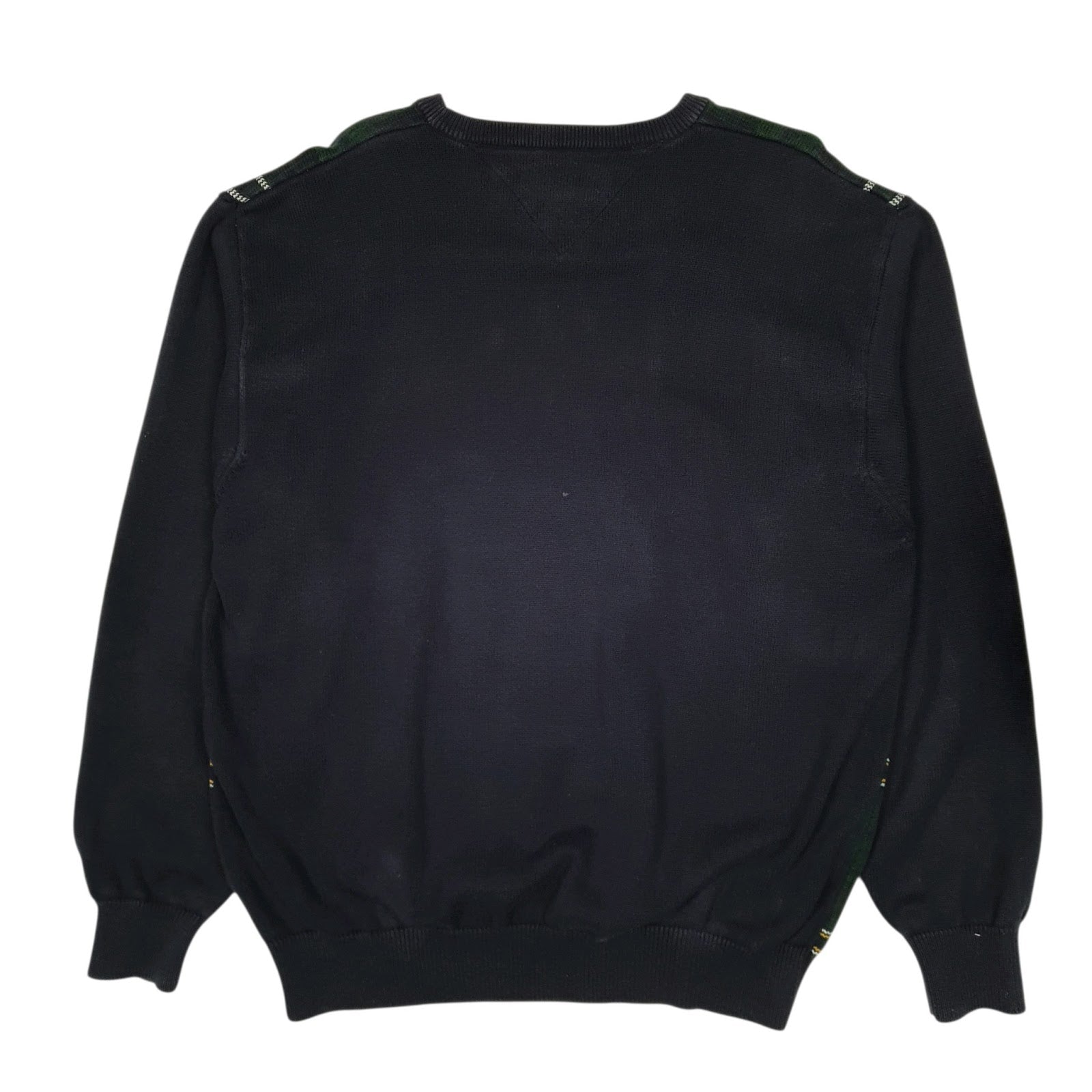 Mens Navy Tommy Hilfiger Golf Vintage 00s Plaid Crewneck Jumper
