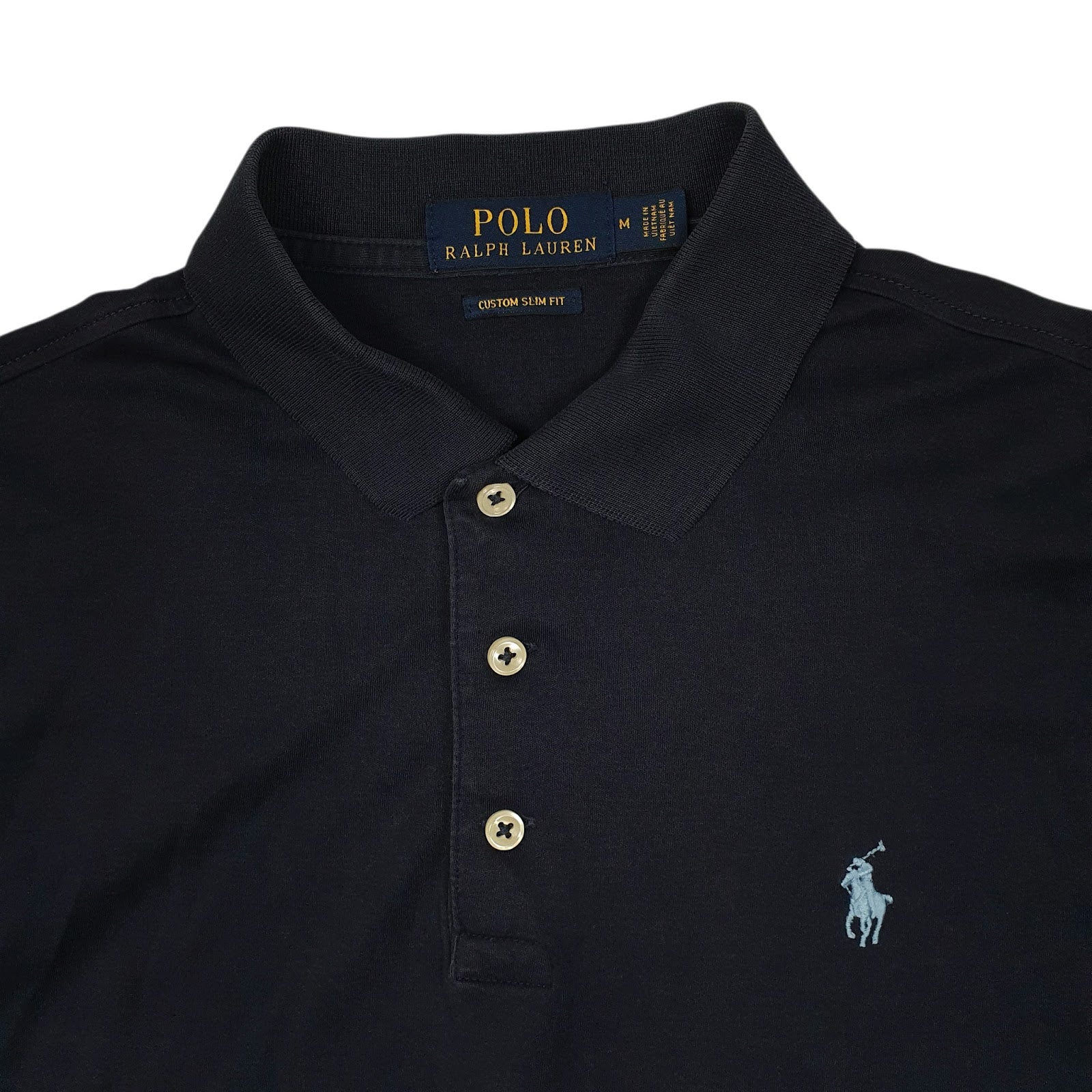 Mens Navy Polo Ralph Lauren Custom Slim Fit Full Zip Polo Shirt