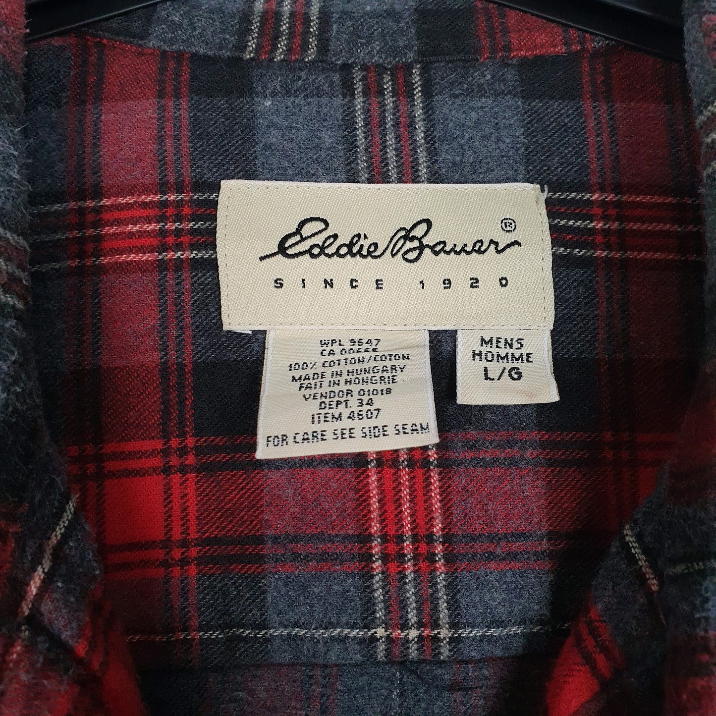 Mens Grey Eddie Bauer Flannel  Shirt