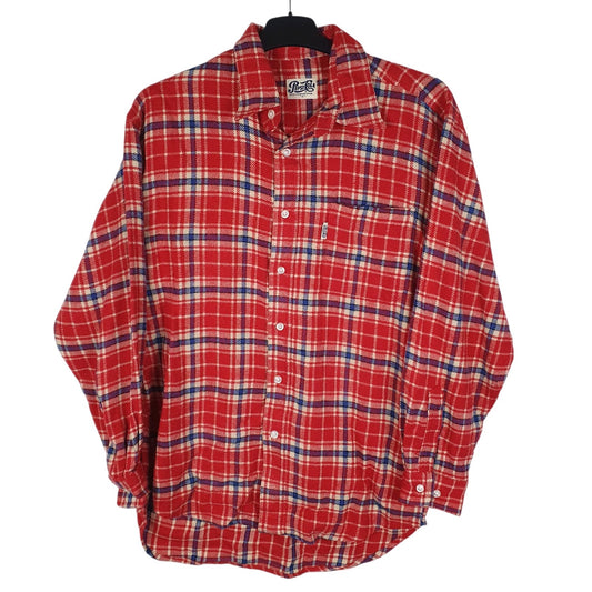 Mens Red Pepsi Cola Vintage Flannel Long Sleeve Shirt