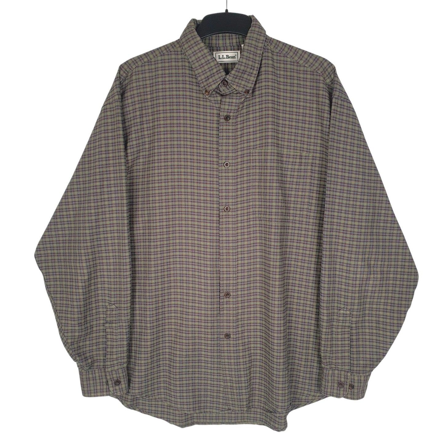 Mens Green L.L.Bean Vintage 90s Made In USA Long Sleeve Shirt