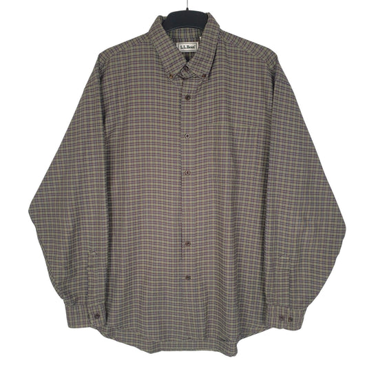 Mens Green L.L.Bean Vintage 90s Made In USA Long Sleeve Shirt
