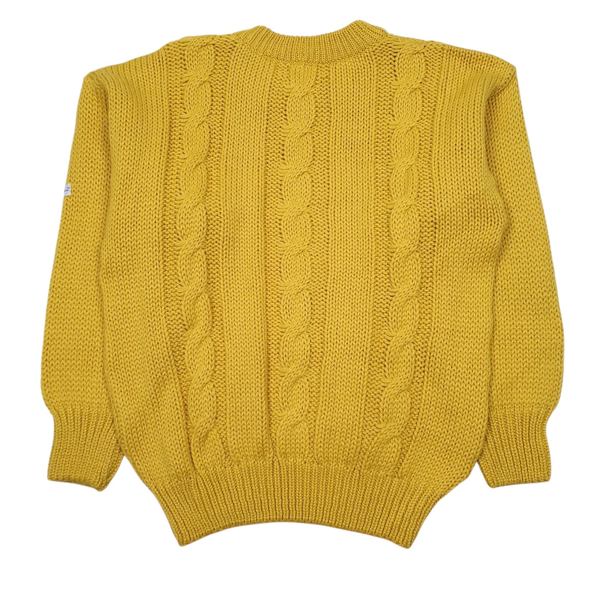 Womens Yellow Champion Vintage Cable Knit Crewneck Jumper