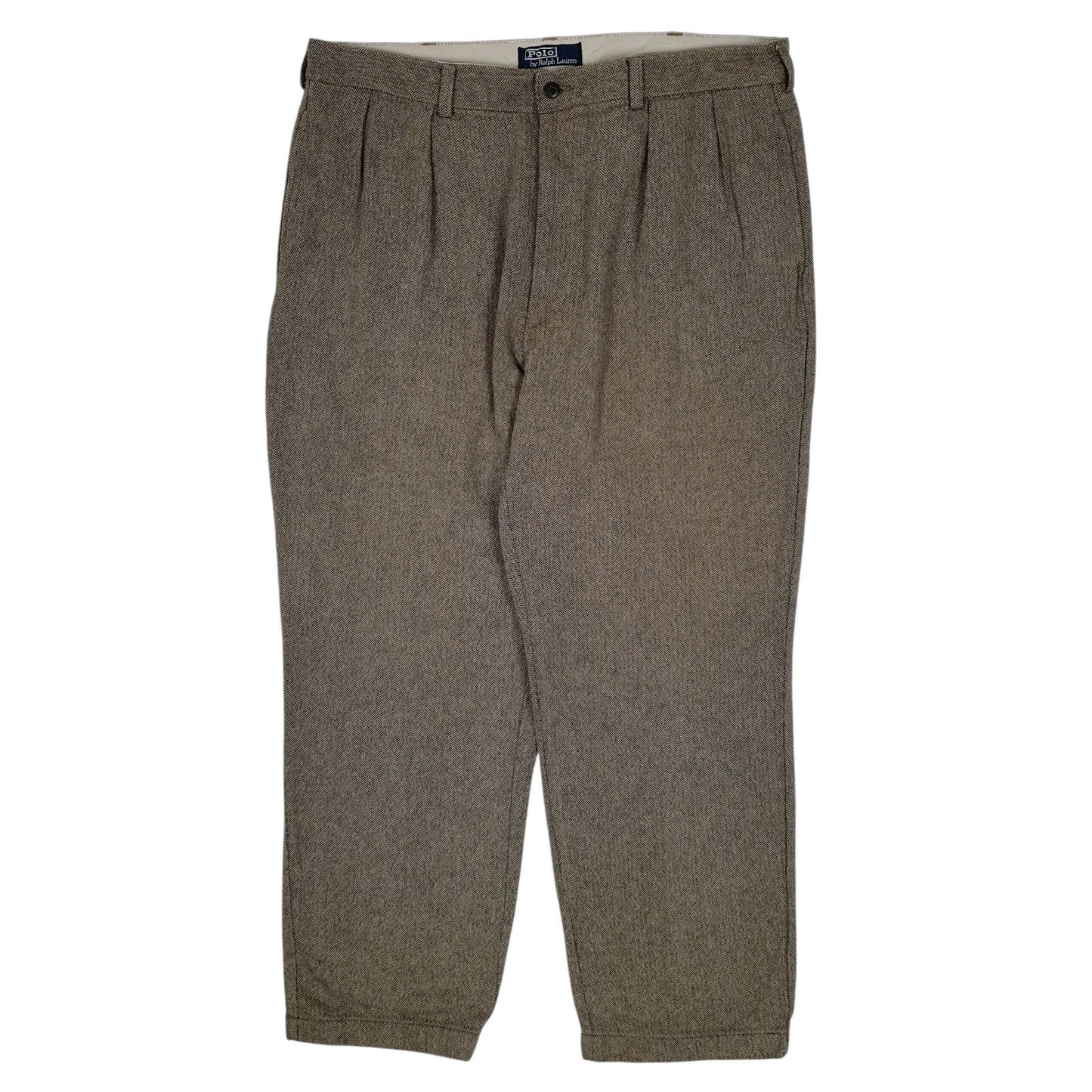 Mens Grey Polo Ralph Lauren Vintage 90s Herringbone Chino Trousers