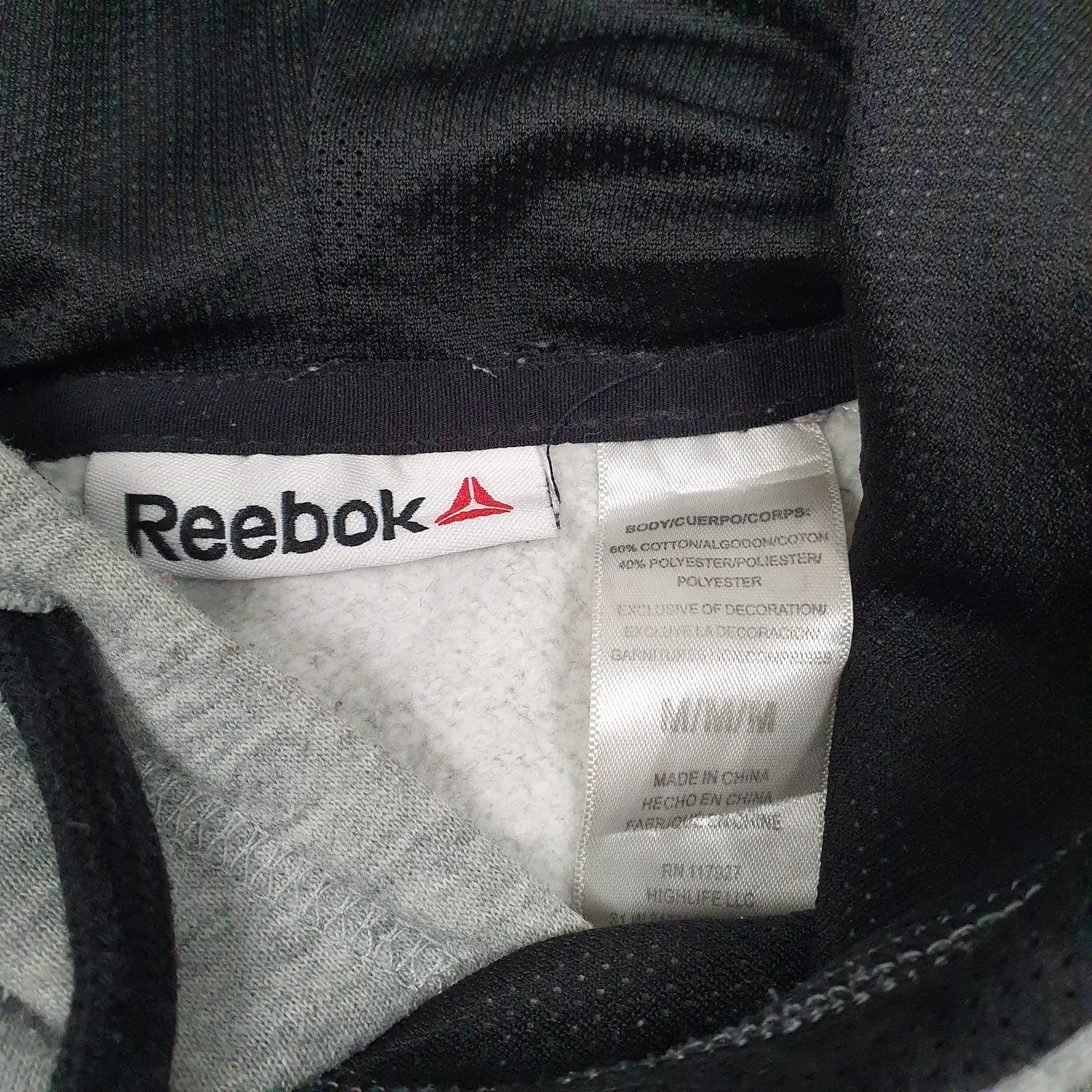 Mens Grey Reebok Spellout Hoodie Jumper