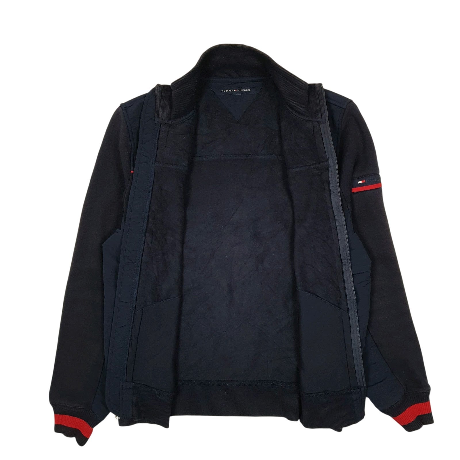 Mens Navy Tommy Hilfiger Fleece Crewneck Coat