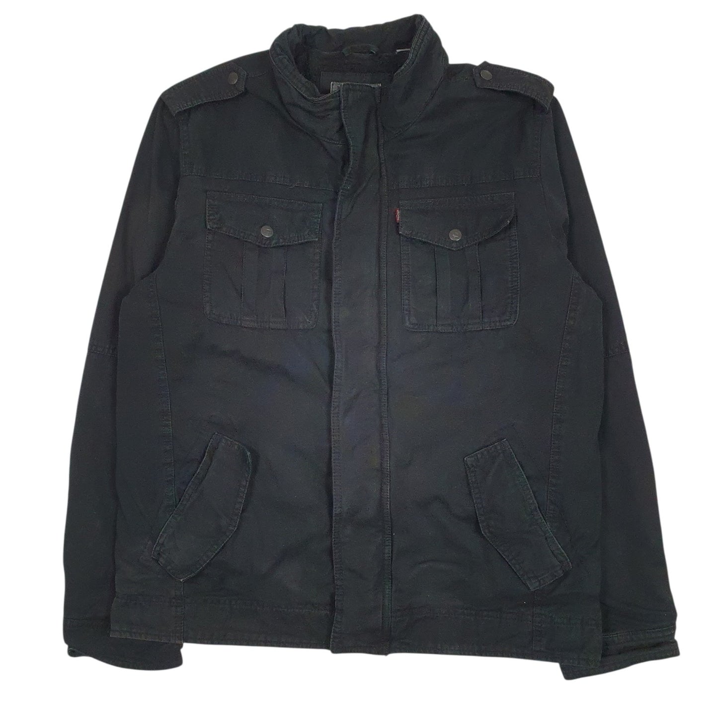 Mens Black Levis Sherpa Lined Military  Coat