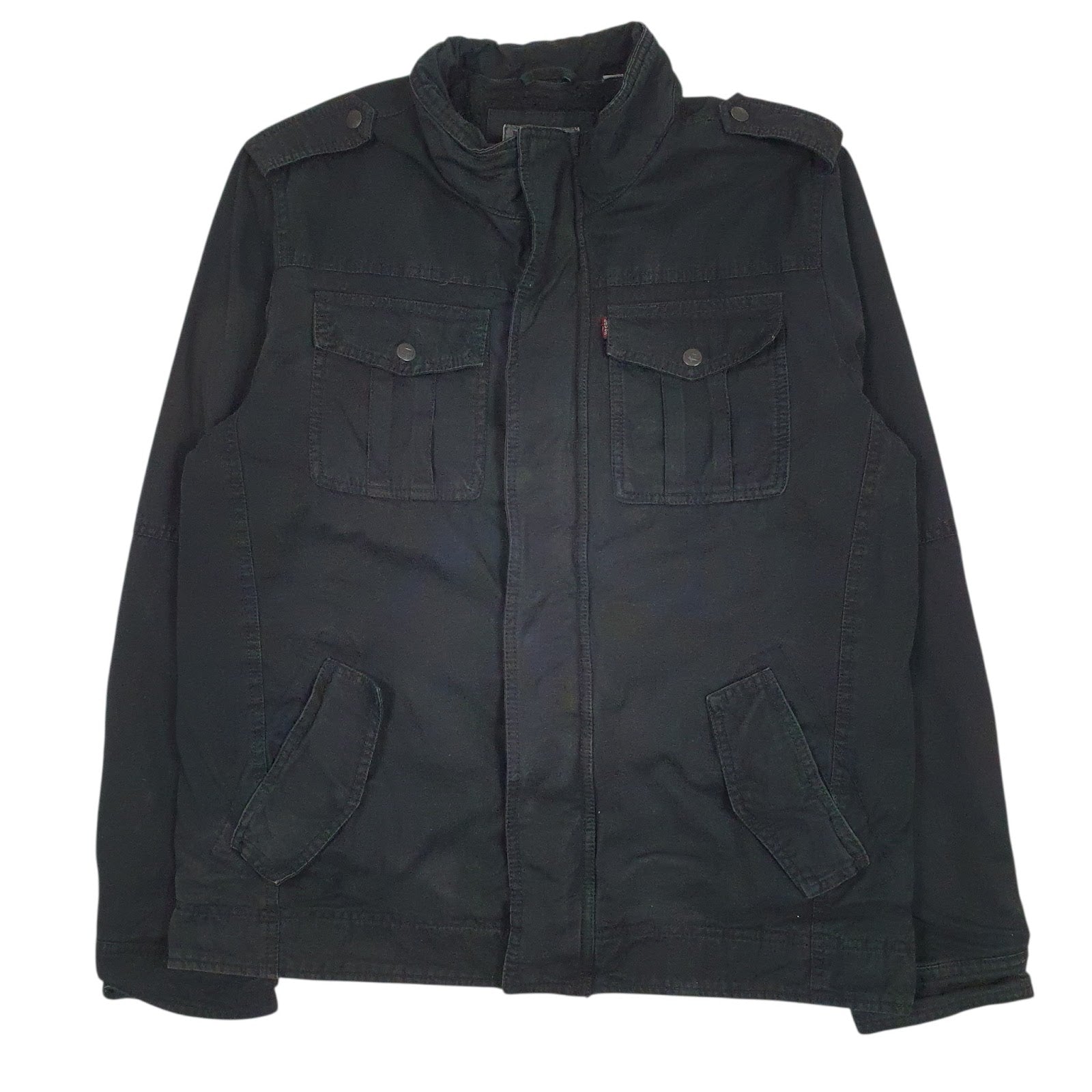 Mens Black Levis Sherpa Lined Military  Coat