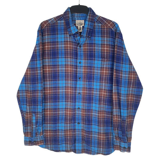 Mens Blue L.L.Bean Flannel Long Sleeve Shirt