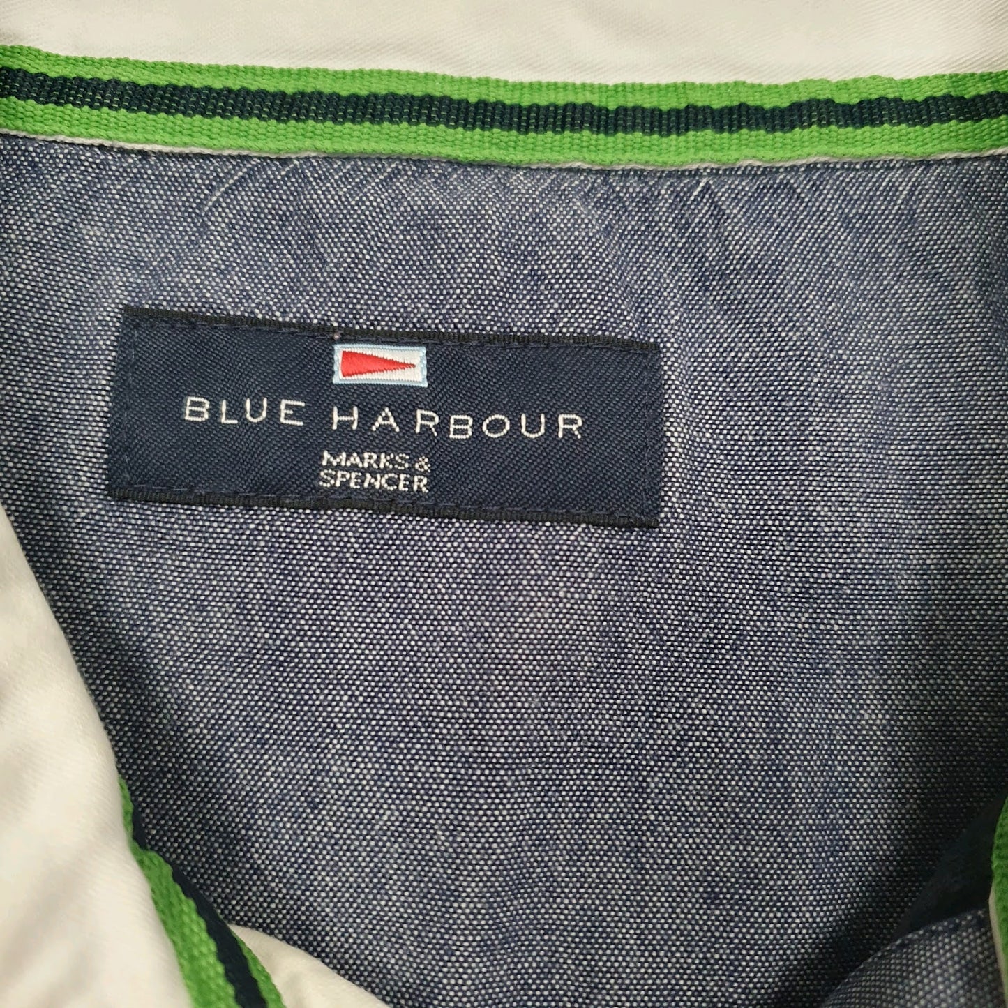 Mens Green M&S Rugby Blue Harbour  Polo Shirt