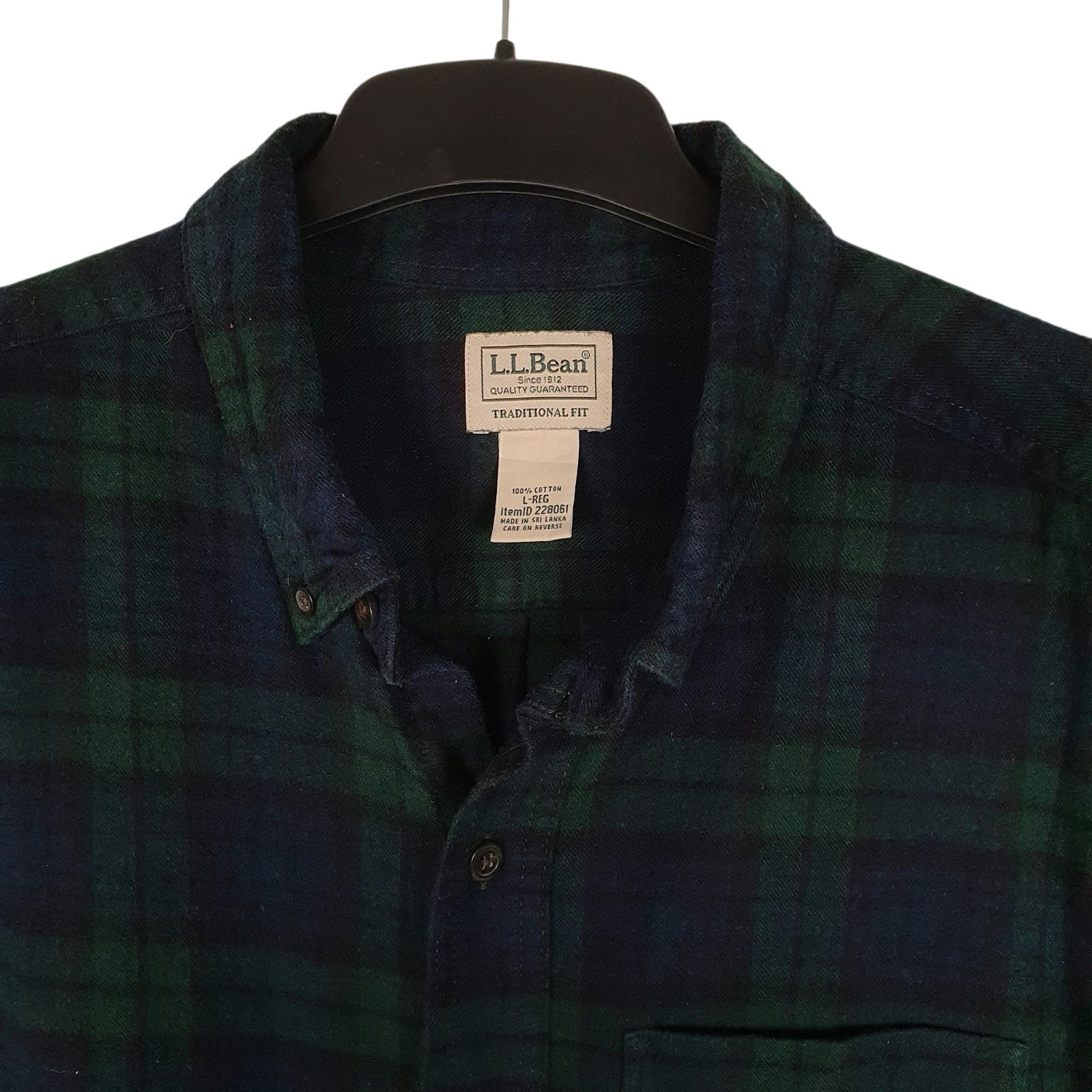 Mens Navy L.L.Bean Plaid Flannel Heavyweight  Shirt