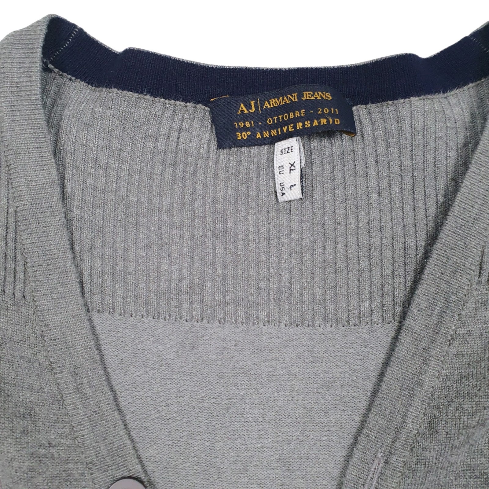 Mens Grey Armani  Cardigan Jumper