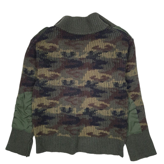 Womens Green Unbranded Camo Camouflage Army Military Quarter Zip Jumper