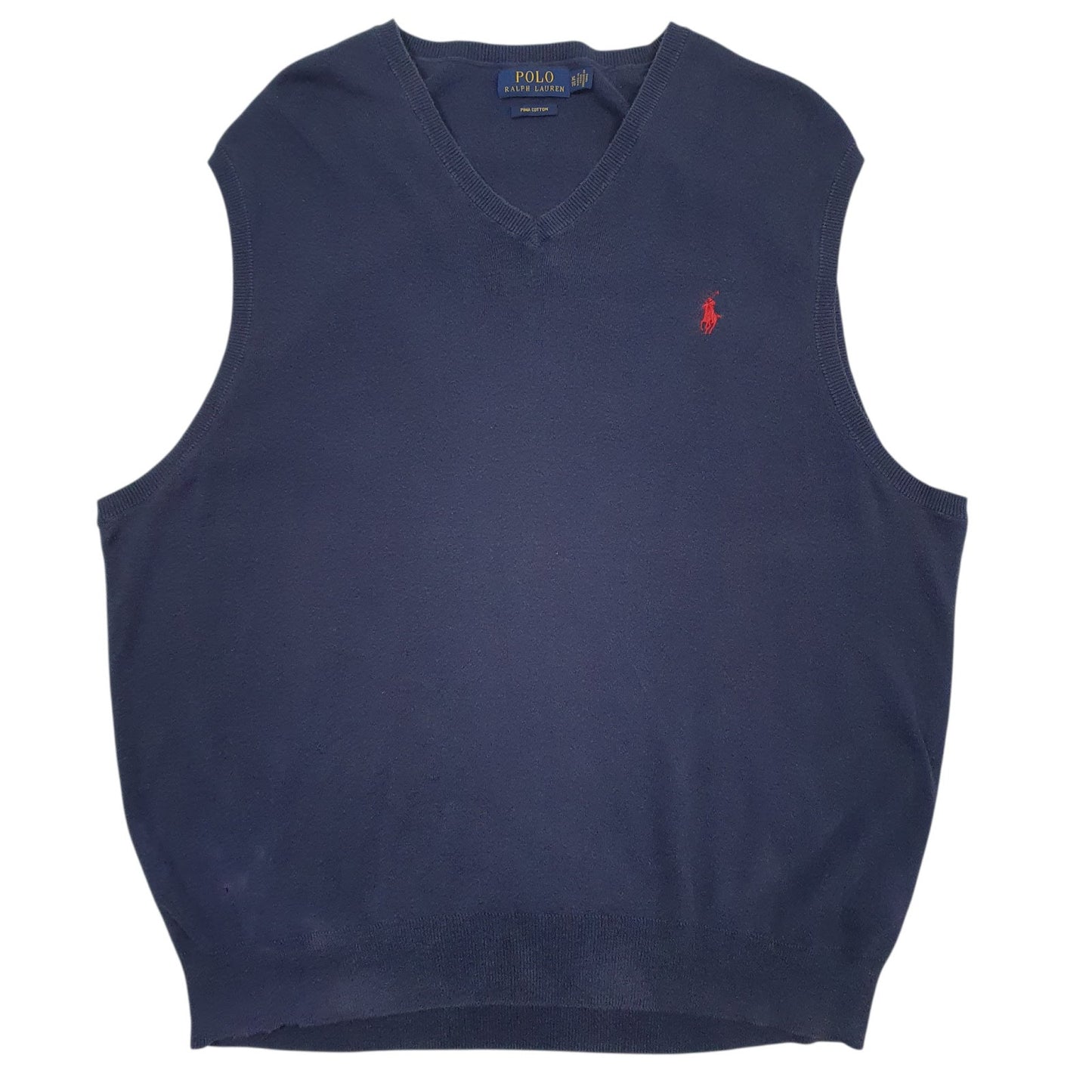 Mens Navy Polo Ralph Lauren Pima Gilet Jumper