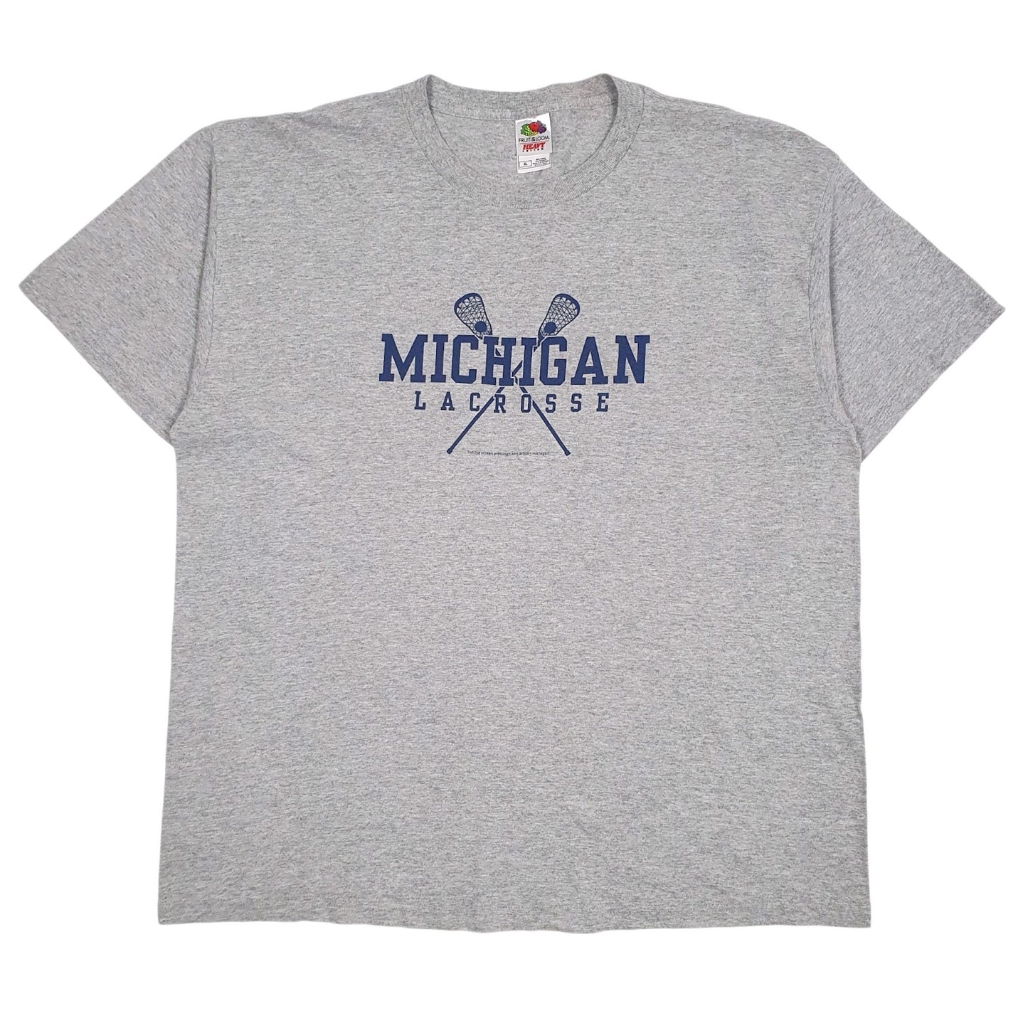 Mens Grey Fruit Of The Loom Michigan Lacrosse Short Sleeve T Shirt