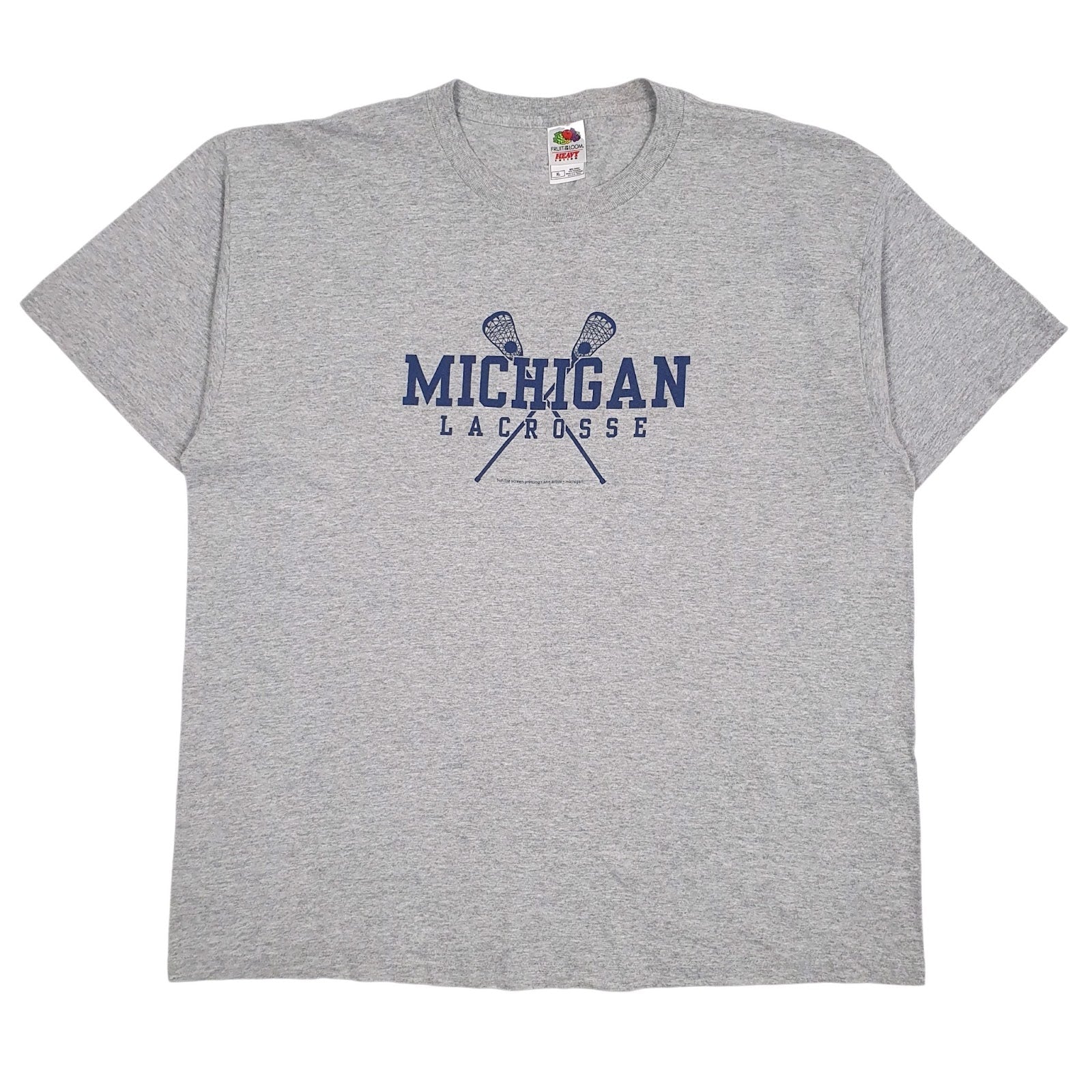 Mens Grey Fruit Of The Loom Michigan Lacrosse Short Sleeve T Shirt
