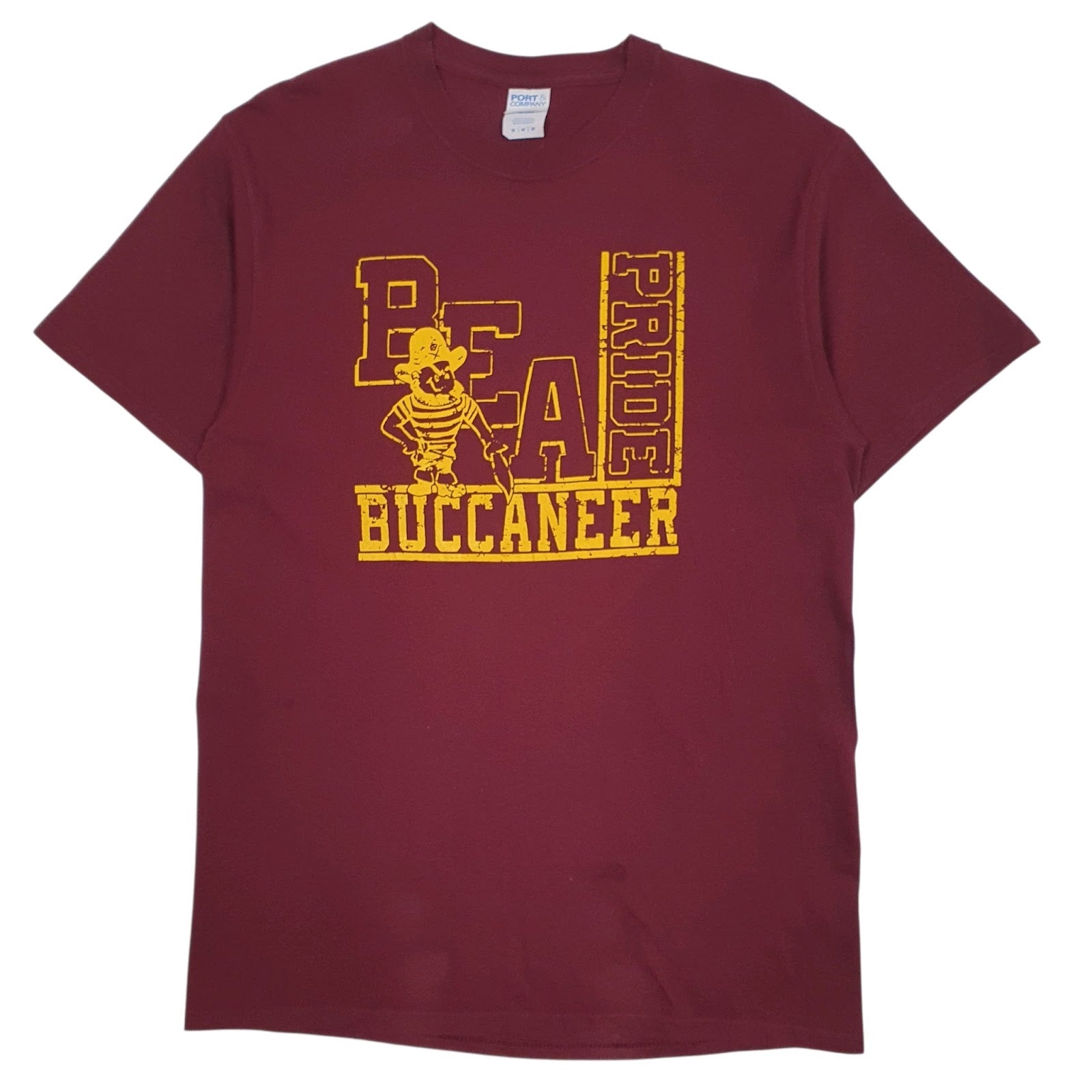 Mens Burgundy Port & Company Buccaneer Short Sleeve T Shirt