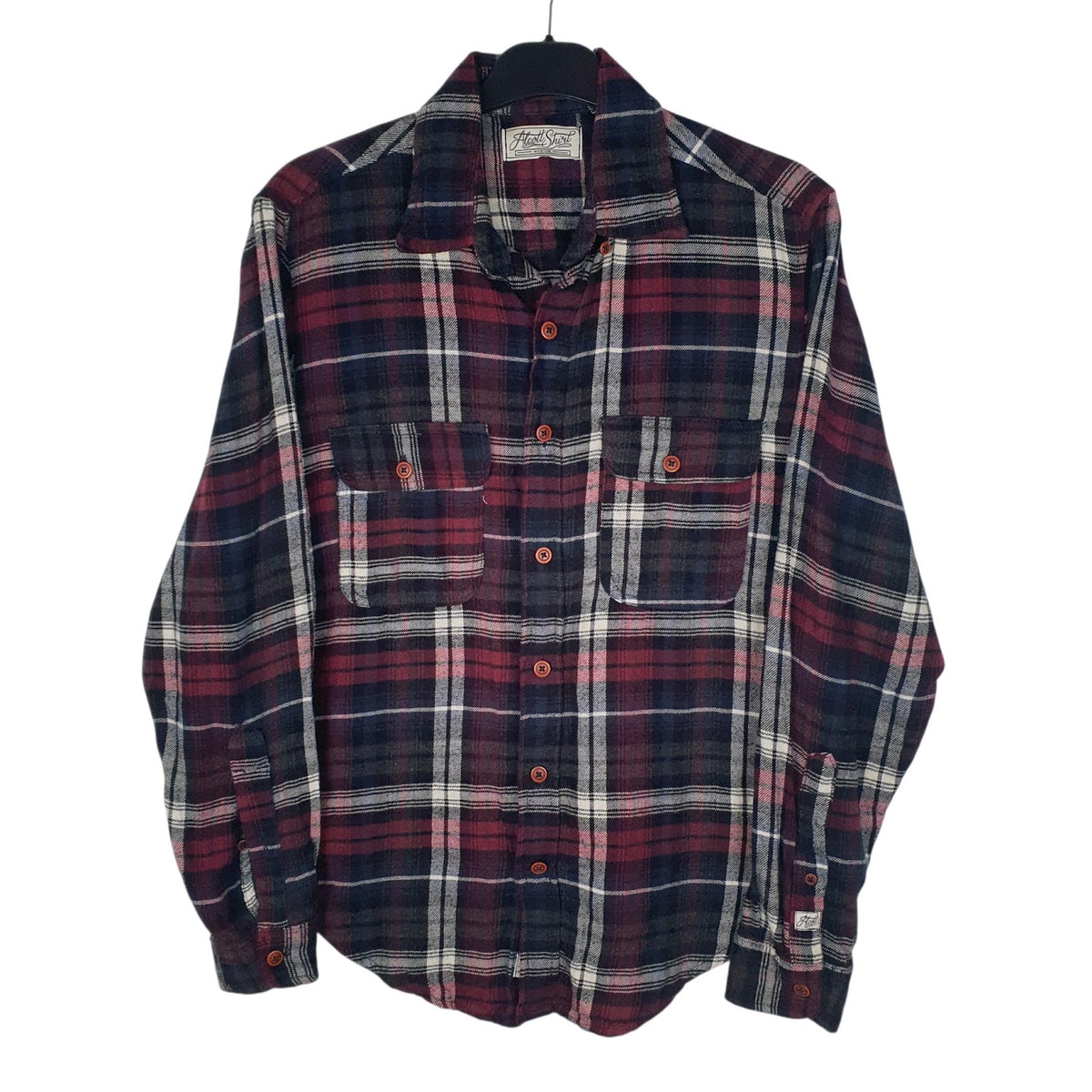 Mens Grey Alcott Flannel Long Sleeve Shirt
