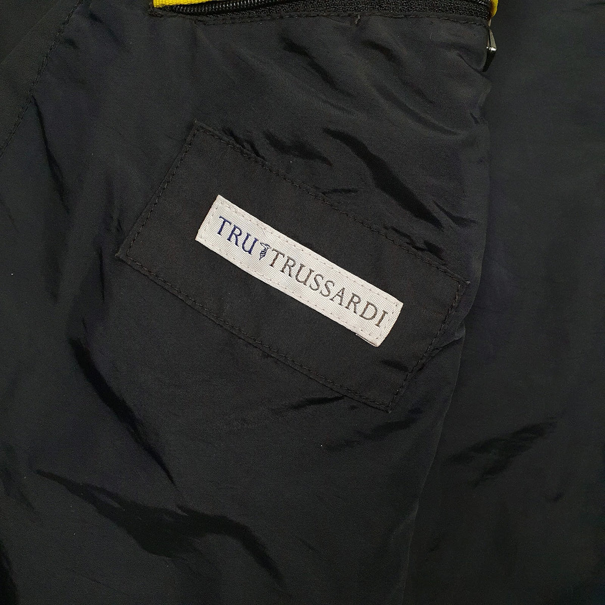 Mens Black Trussardi Quilted Padded Windbreaker  Coat