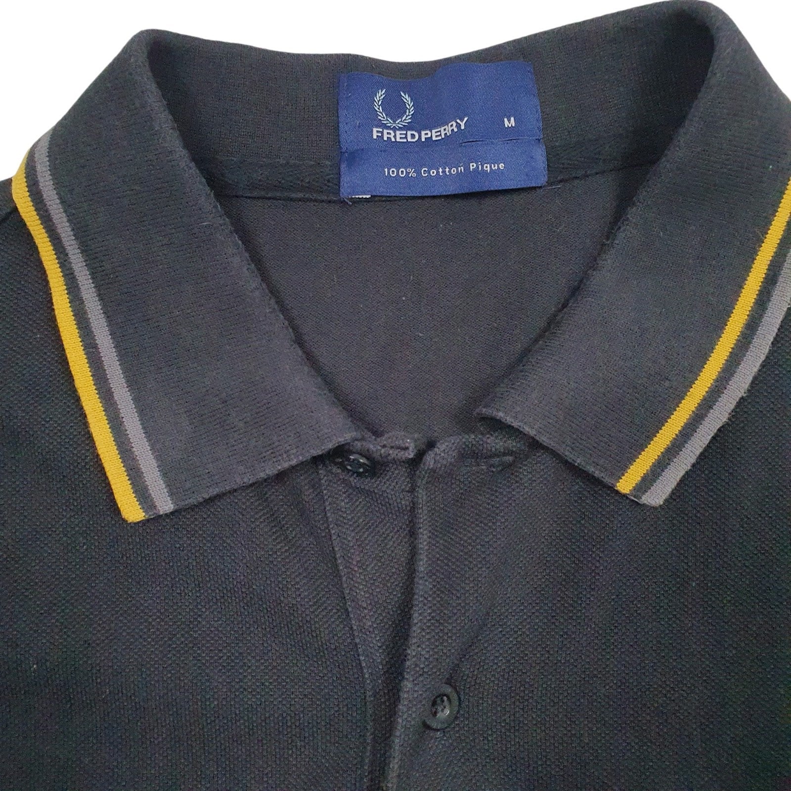 Mens Black Fred Perry  Hoodie Polo Shirt