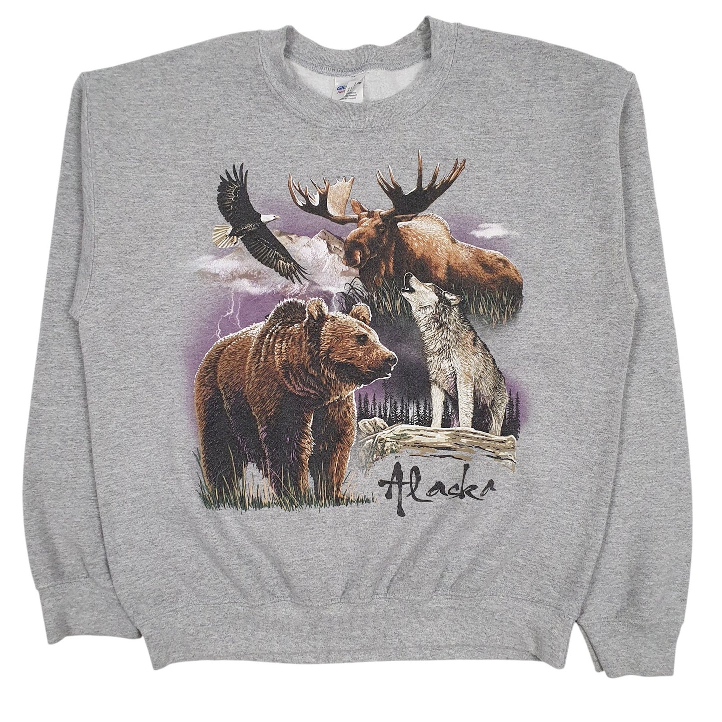 Mens Grey Gildan Graphic Crewneck Jumper