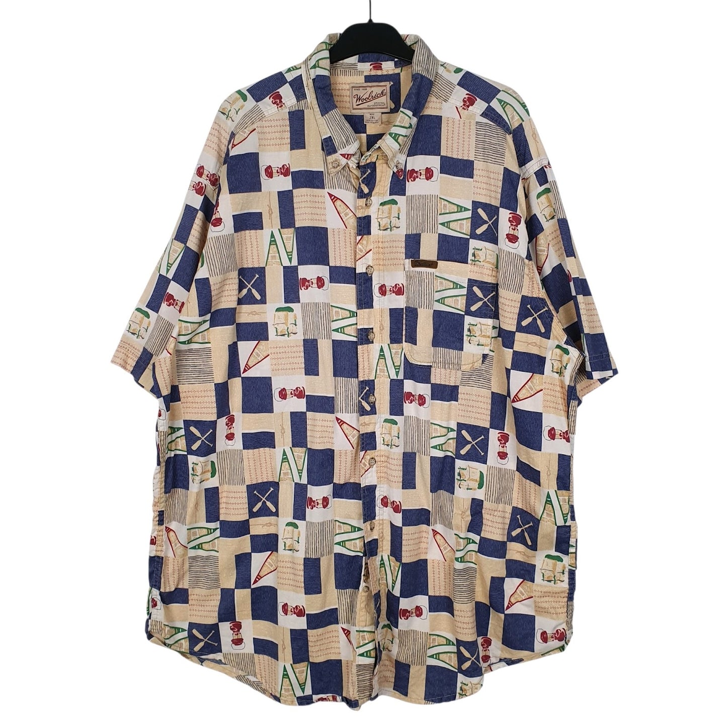 Mens Beige Woolrich Patterned Short Sleeve Shirt