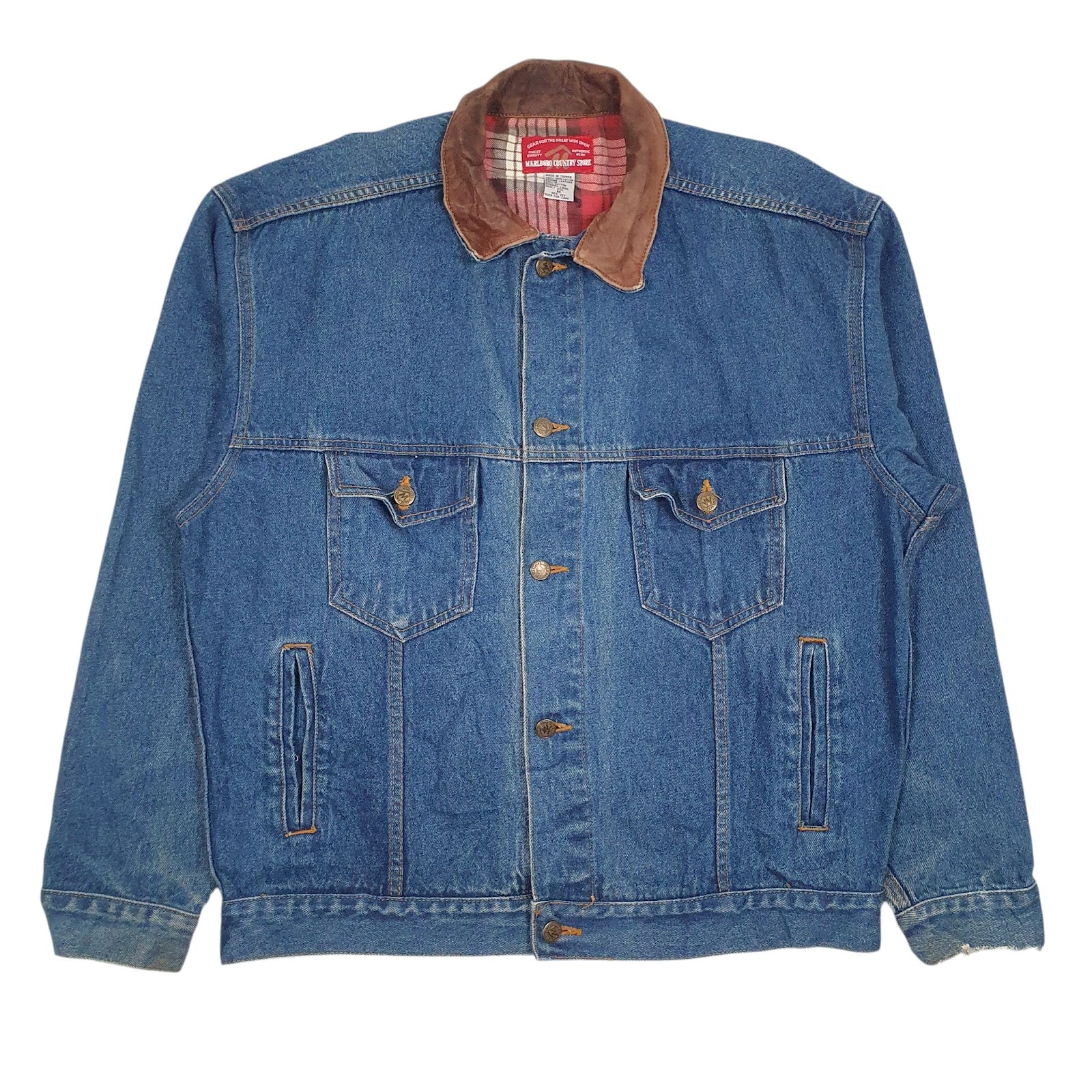 Mens Blue Marlboro Vintage 90s Baggy Full Zip Coat