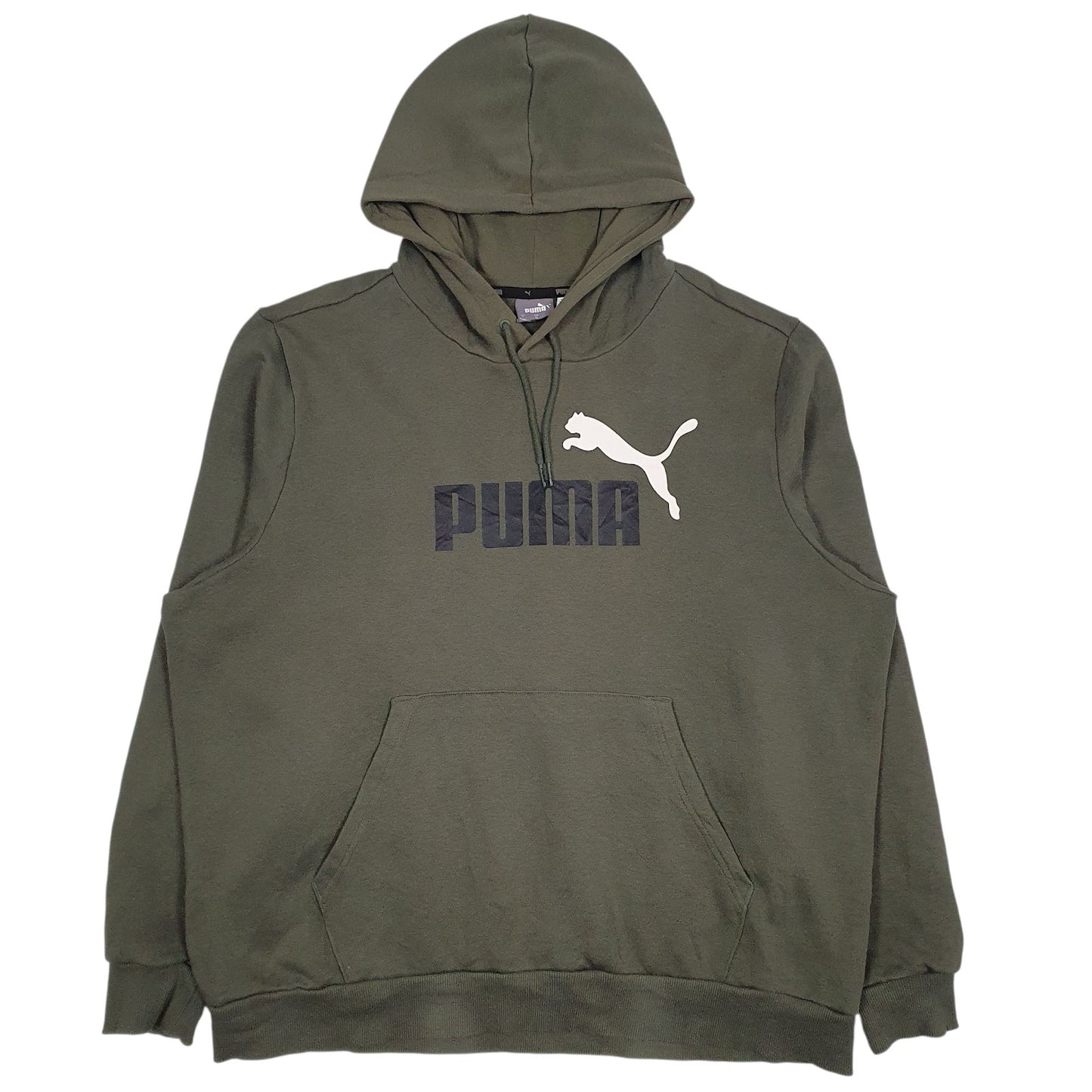 Mens Green Puma Spellout Hoodie Jumper