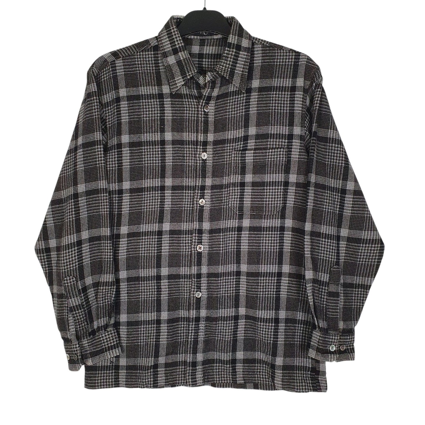 Mens Grey PAO Plaid Flannel Long Sleeve Shirt