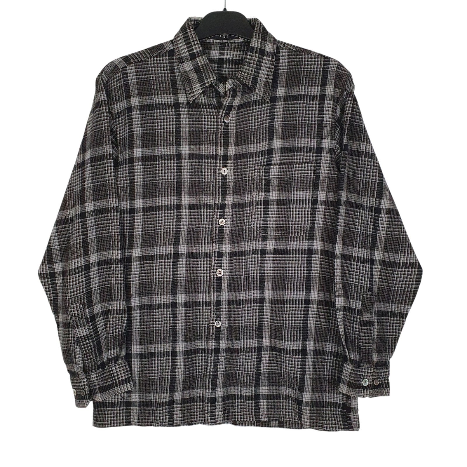 Mens Grey PAO Plaid Flannel Long Sleeve Shirt
