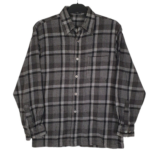Mens Grey PAO Plaid Flannel Long Sleeve Shirt