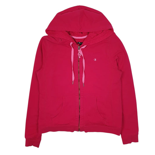 Womens Pink Champion Hoodie Sherpa Lined Thermal Full Zip Jumper