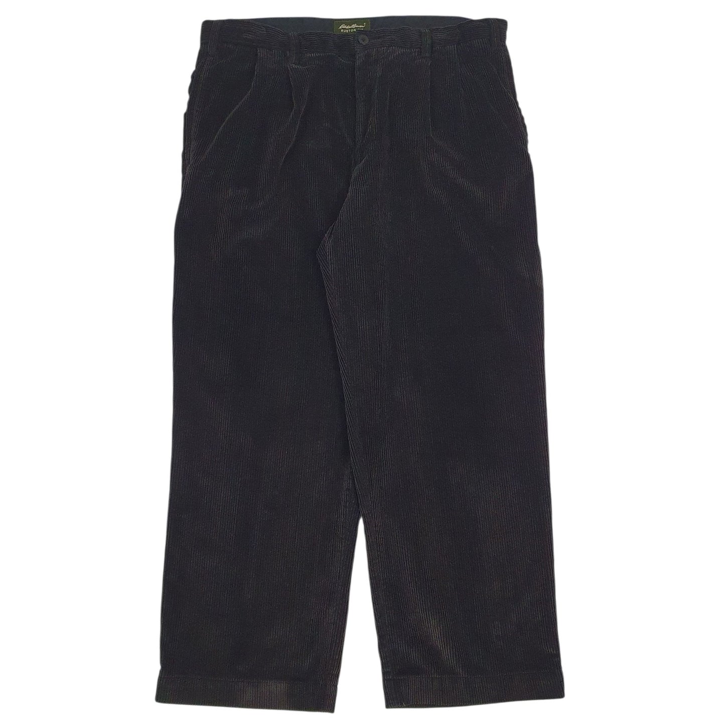Mens Black Eddie Bauer Pleated Corduroy Trousers