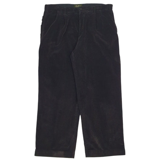 Mens Black Eddie Bauer Pleated Corduroy Trousers